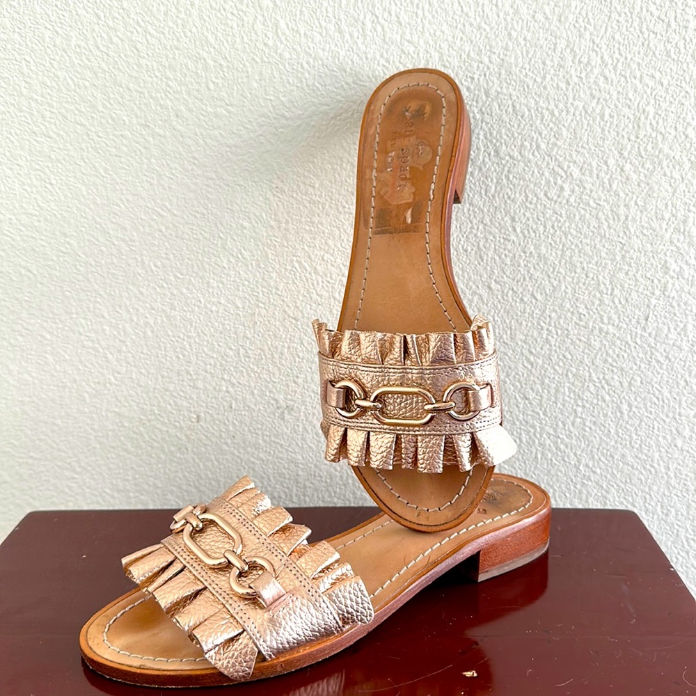 Kate Spade Rose Gold Leather Beau Sandals Size 7M